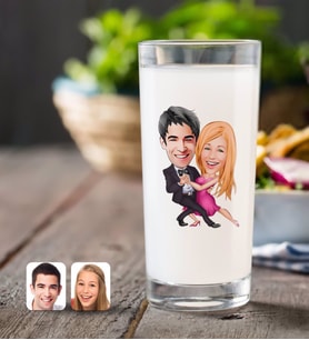 BK Gift Kişiye Özel Sevgililer Karikatürlü Rakı Bardağı-13 (Beyaz)