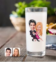 BK Gift Kişiye Özel Sevgililer Karikatürlü Rakı Bardağı-13 (Beyaz)
