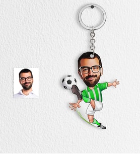 BK Gift Kişiye Özel Futbolcu Yeşil Beyaz Karikatür Anahtarlık  1