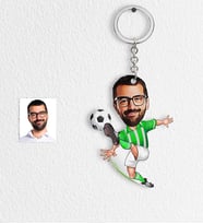 BK Gift Kişiye Özel Futbolcu Yeşil Beyaz Karikatür Anahtarlık  1