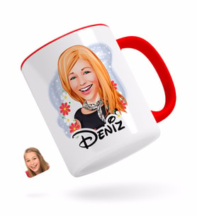BK Gift Kişiye Özel Kadın Karikatürlü Kırmızı Kupa Bardak-51