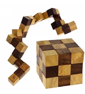 Ritoys Snake Yılan Küp Ahşap Puzzle Zeka Oyunu (Karışık)