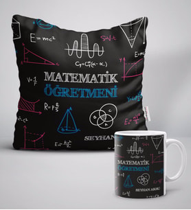 BK Gift Kişiye Özel Matematik Öğretmeni Beyaz Yastık Kupa Seti-11 (Model 1)