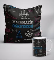 BK Gift Kişiye Özel Matematik Öğretmeni Beyaz Yastık Kupa Seti-11 (Model 1)