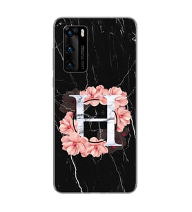 Mermer Çiçekli Harf Tasarım Süper Şeffaf Silikon Telefon Kılıfı Huawei P40 Pro H