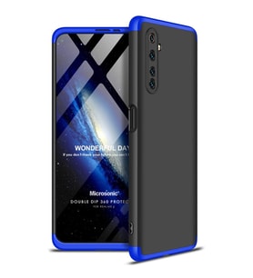 Microsonic Realme 6 Kılıf Double Dip 360 Protective Siyah Mavi