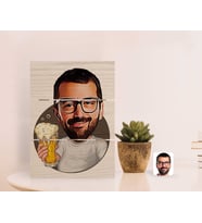 BK Gift Kişiye Özel Erkek Karikatürlü Otantik Masaüstü Ahşap Palet Çerçeve-51 (Beyaz)