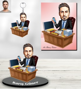 Kişiye Özel Avukat Karikatürlü 3 lü Hediye Seti Bay-2