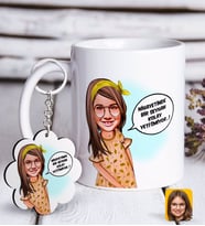 BK Gift Kişiye Özel Kız Çocuk Kolay Yetişmiyor Karikatürlü Beyaz Kupa ve Anahtarlık Hediye Seti-2 (Model 1)