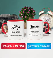 İkili Sevgiliye Hediye İsme Özel Sevgililer Günü Hediyesi Kupa Bardak Kırmızı