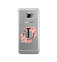 Pembe Çiçekli Harf Tasarım Süper Şeffaf Silikon Telefon Kılıfı Samsung C5   I-Ha