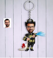 BK Gift Kişiye Özel Bay İtfaiyeci Karikatür Anahtarlık