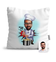 BK Gift Kişiye Özel Aşçı Karikatür  Yastık  1