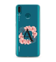 Pembe Çiçekli Harf Tasarım Süper Şeffaf Silikon Telefon Kılıfı Huawei Y9 (2019) 