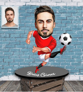 Kişiye Özel Futbolcu Karikatürlü Ahşap Biblo Bay-3