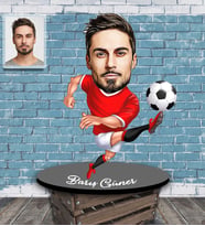 Kişiye Özel Futbolcu Karikatürlü Ahşap Biblo Bay-3