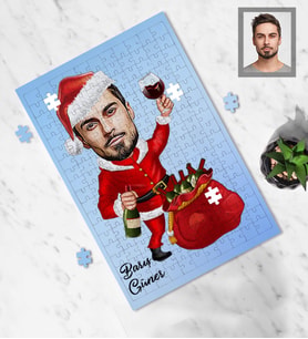 Kişiye Özel Yılbaşı Erkek Karikatürlü 99 Parça Puzzle Model-6