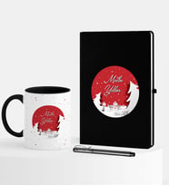 BK Gift Kişiye Özel Yılbaşı Mutlu Yıllar Temalı Siyah Defter Kalem Kupa Seti - 1