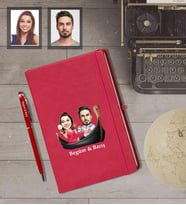 Kişiye Özel Sevgili Karikatürlü Kırmızı Defter Kalem Hediye Seti Model 18