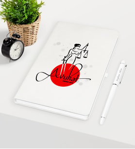 BK Gift Kişiye Özel Avukat Temalı Beyaz Defter Kalem Seti - 11