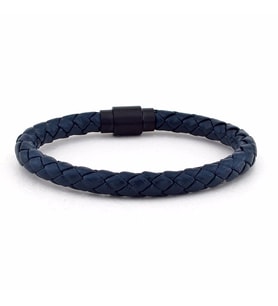 LACİVERT DERİ SİYAH MIKNATISLI BİLEKLİK BT234