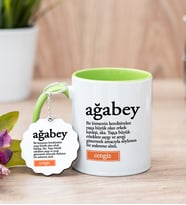Ağabey Kelime Anlamı Yeşil Kupa Bardak Ve Anahtarlık Set