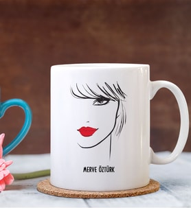 BK Gift Kişiye Özel Bayan Moda Tasarımı Beyaz Kupa Bardak - 4