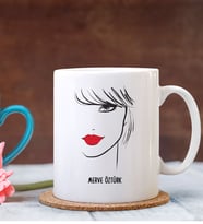 BK Gift Kişiye Özel Bayan Moda Tasarımı Beyaz Kupa Bardak - 4