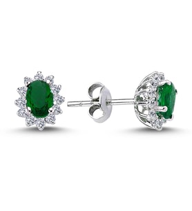 Lova Pırlantalı Oval Zümrüt Anturaj Küpe - 3050001