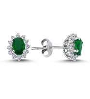 Lova Pırlantalı Oval Zümrüt Anturaj Küpe - 3050001