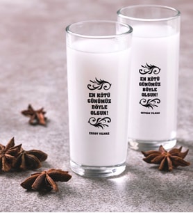 BK Gift Kişiye Özel Renkli Baskılı En Kötü Günümüz Böyle Olsun İkili Rakı Bardağı Seti (Beyaz)