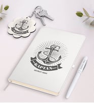 BK Gift Kişiye Özel Kaptan Beyaz Defter Kalem Ve Anahtarlık Hediye Seti-7 (Model 1)
