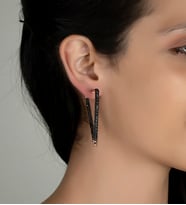 Gümüş Zirkon Taşlı Abiye Günlük Stil Tasarım Küpe (Siyah)