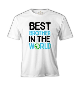 Yazı - Best Brother in the World Beyaz Erkek Tshirt