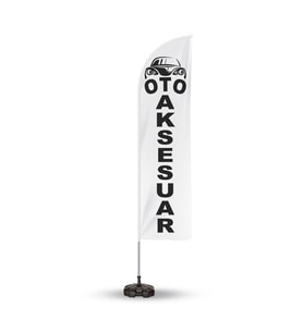 Oto Aksesuar Yönlendirme Tanıtım ve Reklam Yelken  Bayragı Beyaz