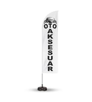Oto Aksesuar Yönlendirme Tanıtım ve Reklam Yelken  Bayragı Beyaz