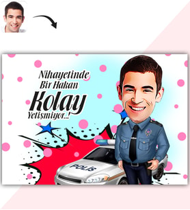 BK Gift Kişiye Özel Bay Polis Karikatür Baskılı Yaş Pasta İçin Yenilebilir Şekerli Kağıt  6(Sadece Kağıt)