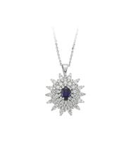 Sirius Pırlanta ve Oval Safir Taşlı Anturaj Kolye 0704P0097