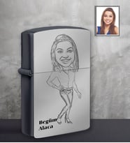 Kişiye Özel Öğretmen Karikatürlü Siyah Benzinli Çakmak Bayan-11