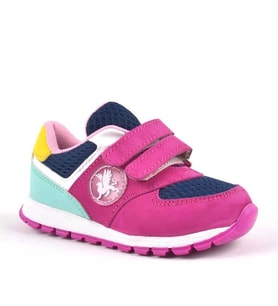 Rakerplus Hakiki Deri Fuşya Pembe Cırtlı Kız Bebek Spor Ayakkabı