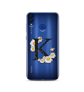 Papatya Harf Tasarım Süper Şeffaf Silikon Telefon Kılıfı Huawei Honor 8c K-Harfi