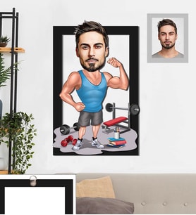 Kişiye Özel Sporcu Karikatürlü 3D Ahşap Tablo 30x47 Bay-8