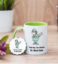 Trust Me Tasarımlı Yeşil Kupa Bardak Ve Anahtarlık Set