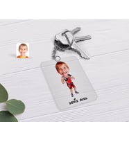 BK Gift Kişiye Özel Çocuk Kickbox Karikatürlü Şeffaf Pleksi Anahtarlık-1 (Beyaz)