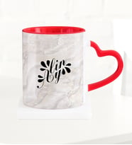BK Gift Kişiye Özel Mermer Desenli Kırmızı Kalpli Kupa Bardak  6