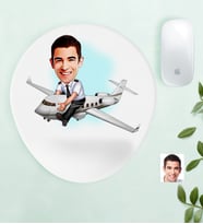 BK Gift Kişiye Özel Bay Kaptan Pilot Karikatürlü Bilek Destekli Mouse Pad (Beyaz)