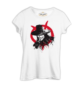 V for Vendetta - Rebel Beyaz Kadın Tshirt