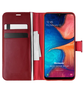 Microsonic Samsung Galaxy A20s Kılıf Delux Leather Wallet Kırmızı