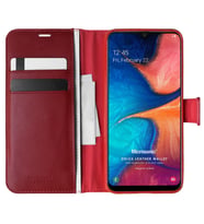 Microsonic Samsung Galaxy A20s Kılıf Delux Leather Wallet Kırmızı
