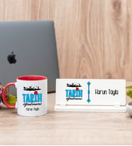 Tarih Öğretmeni Kırmızı Kupa Bardak Ve Masa İsimliği Hediye Seti